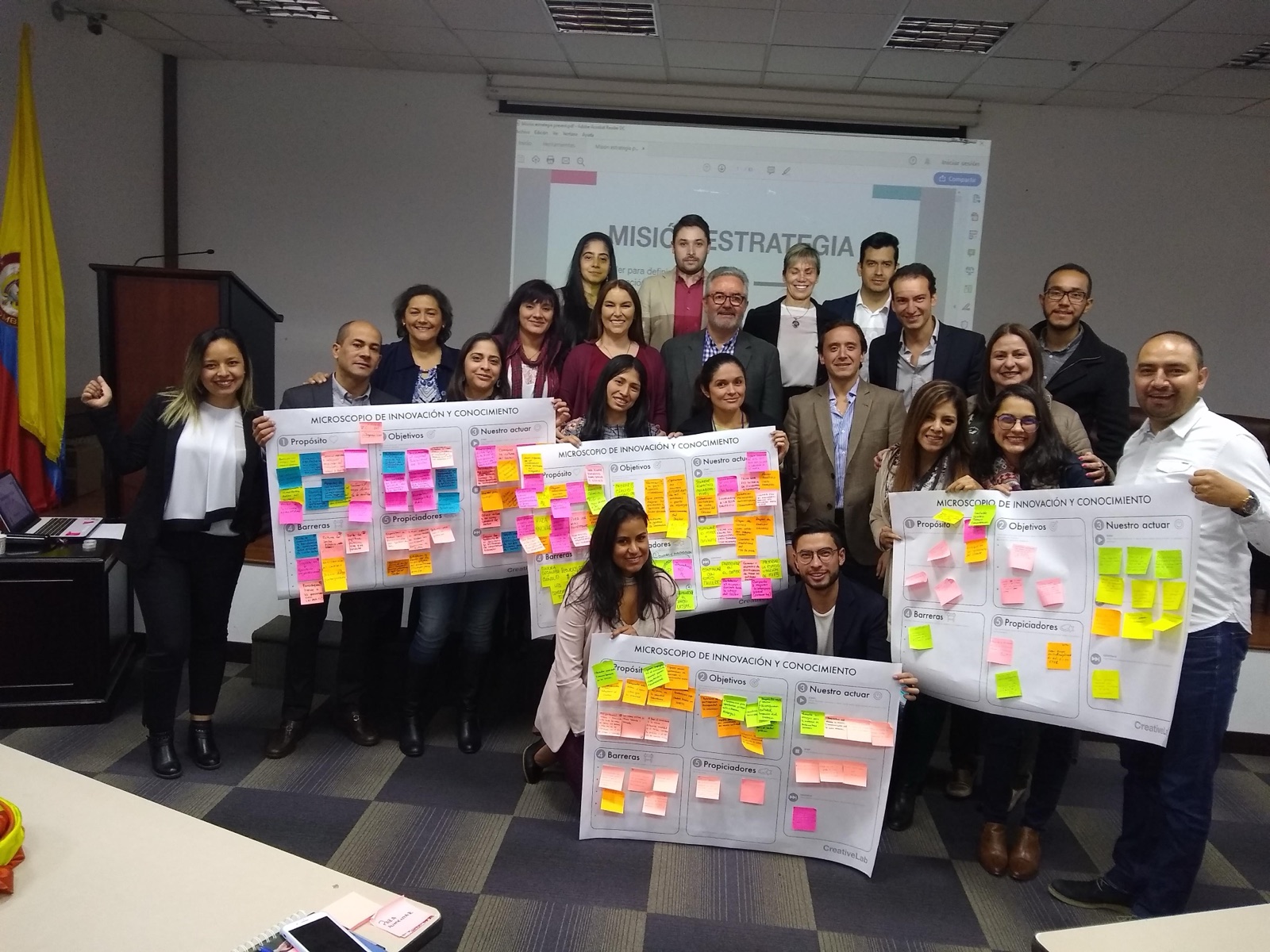 Nati facilitating a strategy workshop for the Colombian Ministry of Industry, Commerce and Tourism